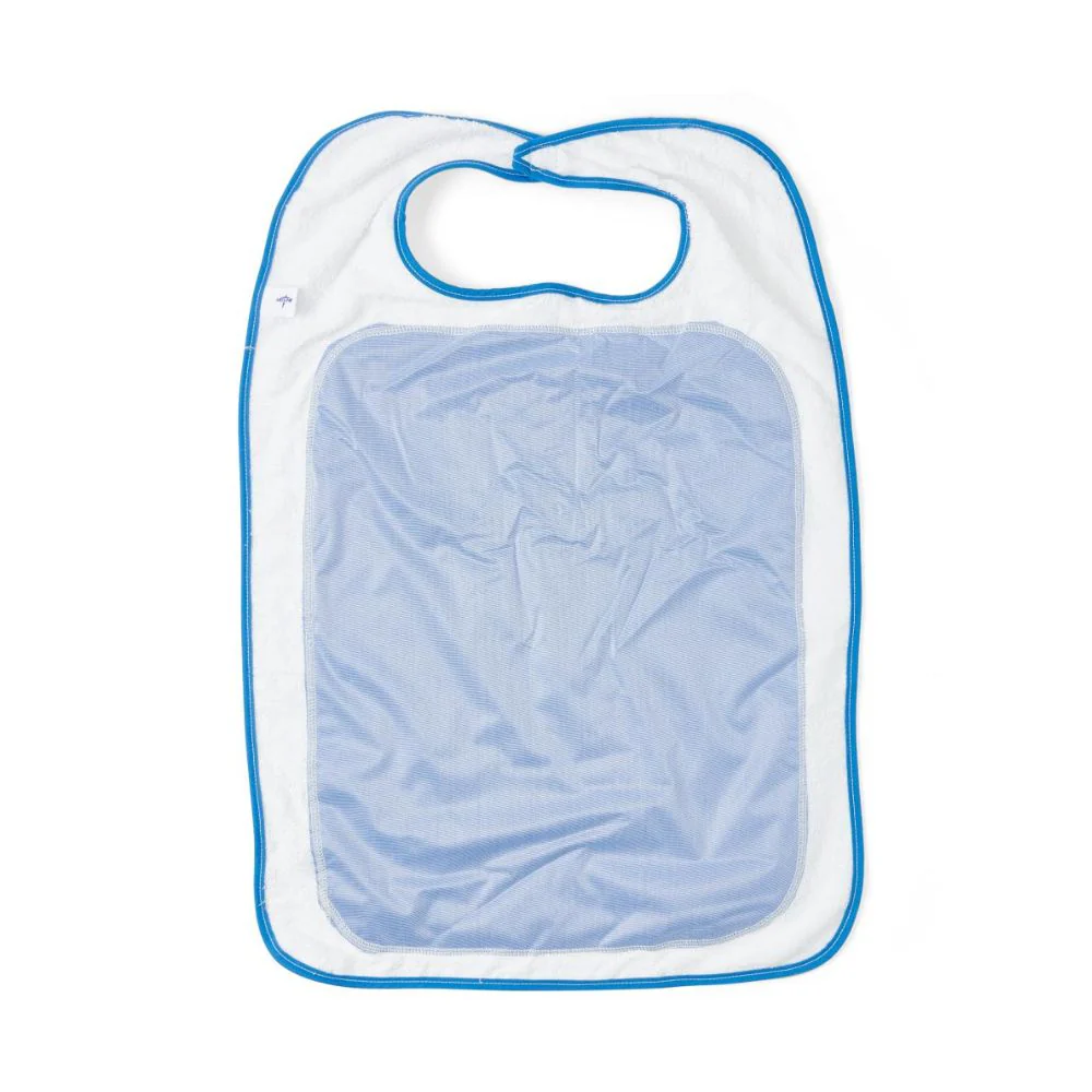 Medline Velcro Impervious Extra Long Terry Cloth Adult Bib, Hook and Loop Closure, 21" x 33", White, MDT014101Z - Image 2