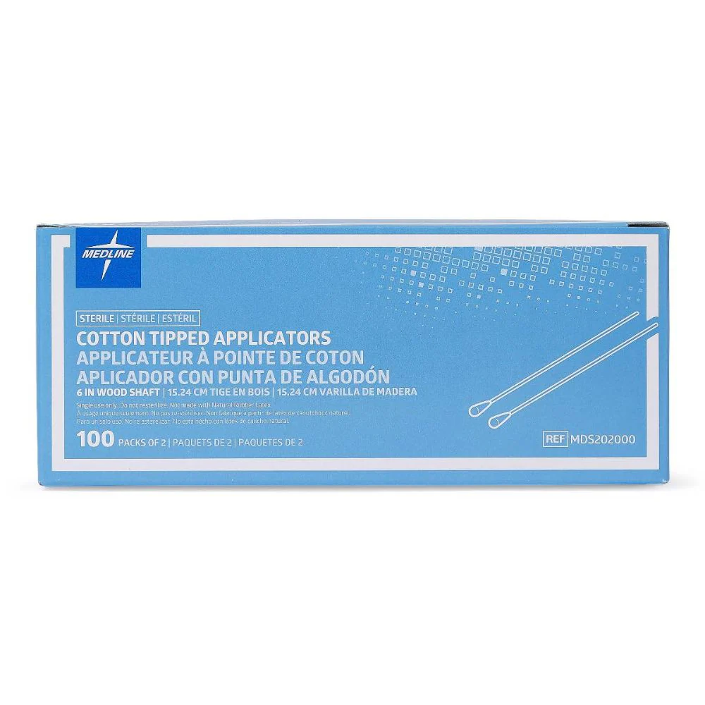 Medline Sterile Cotton-Tipped 6" Wood Applicator, Latex-free, MDS202000 - Image 2