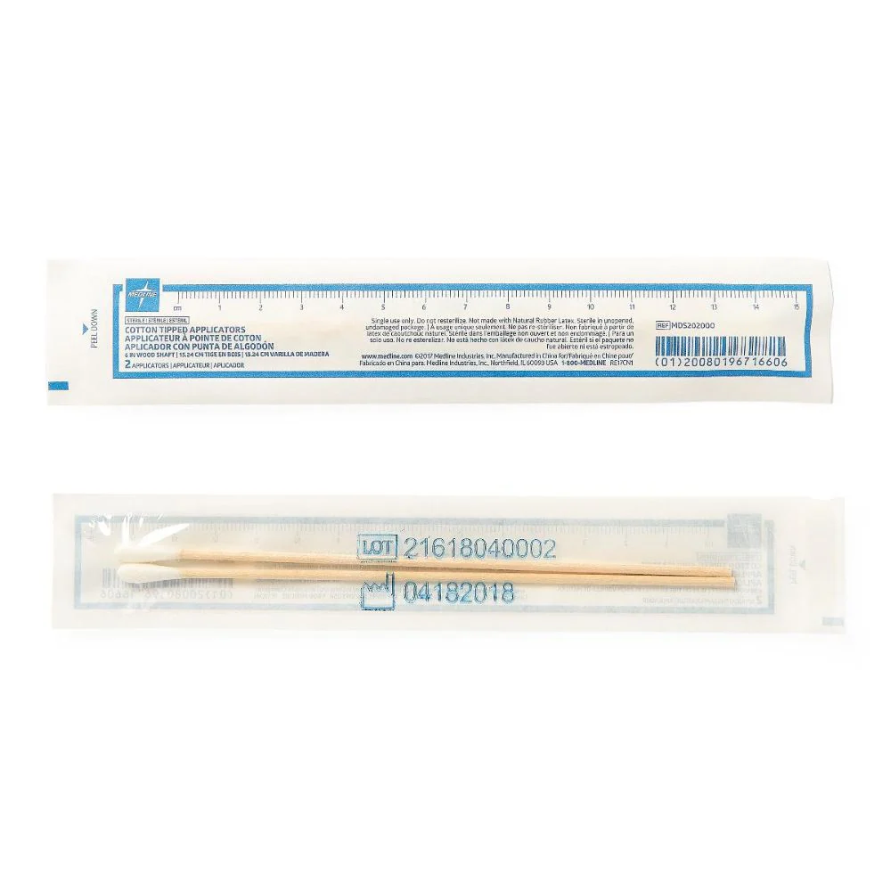 Medline Sterile Cotton-Tipped 6" Wood Applicator, Latex-free, MDS202000 - Image 3