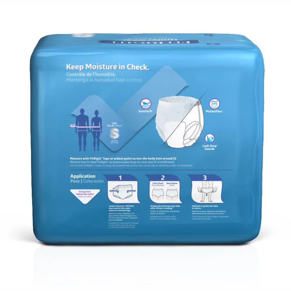 Medline Protection Plus Super Protective Adult Underwear, Small, 20"-28" Waist Size, Pull-up Design, Blue Stitching, Disposable, MSC33255 - Image 2