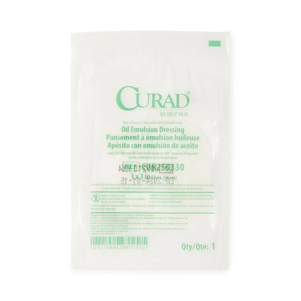 Medline Sterile Curad Oil Emulsion Nonadherent Gauze Dressing, 3" x 3", CUR250330 - Image 3