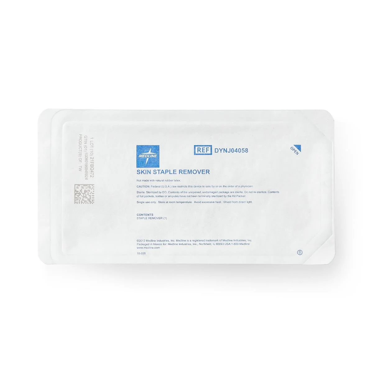 Medline Skin Staple Remover, Metal, Sterile, Disposable, DYNJ04058 - Image 2