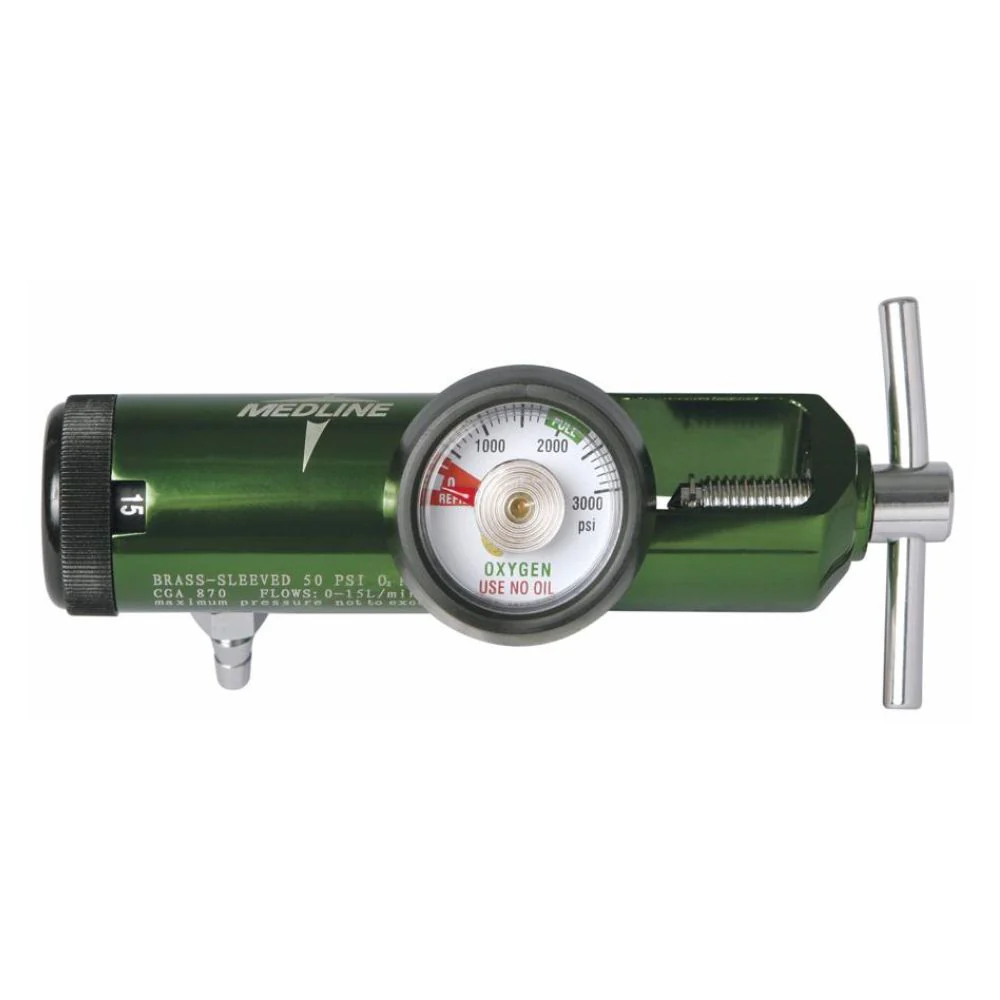 Medline Oxygen Pressure Regulator, 0 to 8 LPM, 870 CGA Connection, HCS8708M