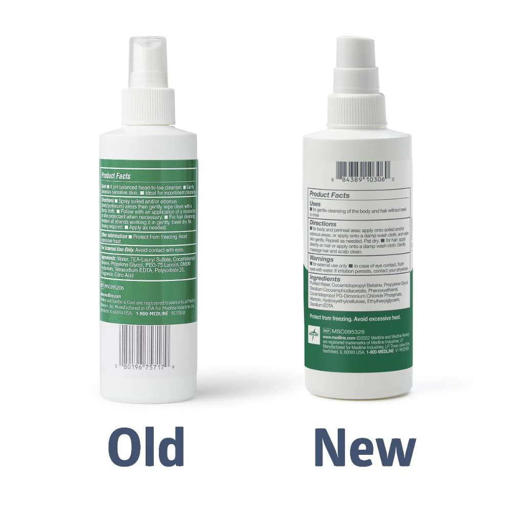 Medline Remedy Essentials No-Rinse Spray Cleanser 8 Oz. Spray Bottle, Unscented, MSC095206 - Image 2
