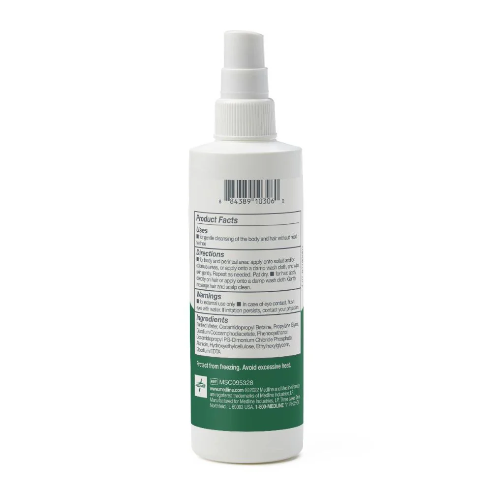 Medline Remedy Essentials No-Rinse Spray Cleanser 8 Oz. Spray Bottle, Unscented, MSC095206 - Image 4