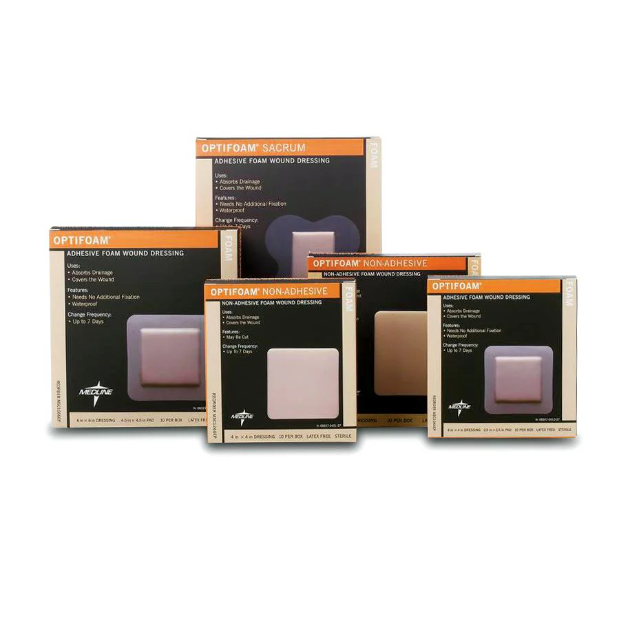 Medline Optifoam Adhesive Sterile Foam Wound Dressing, 6" x 6" with 4.5" x 4.5" Pad, Square Shape, Waterproof, MSC1066 - Image 2