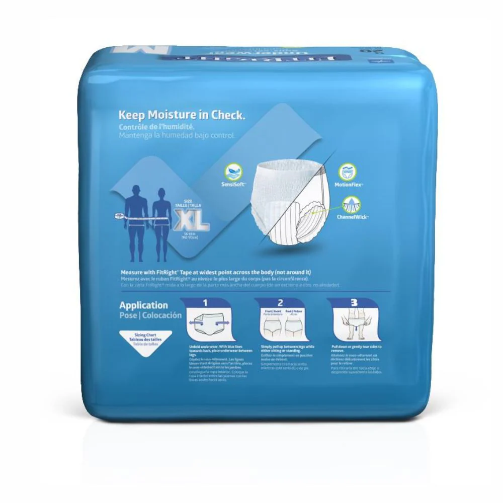 Medline FitRight Extra Protective Underwear, Extra Large, 56"-68" Waist Size, MSC13600A - Image 2