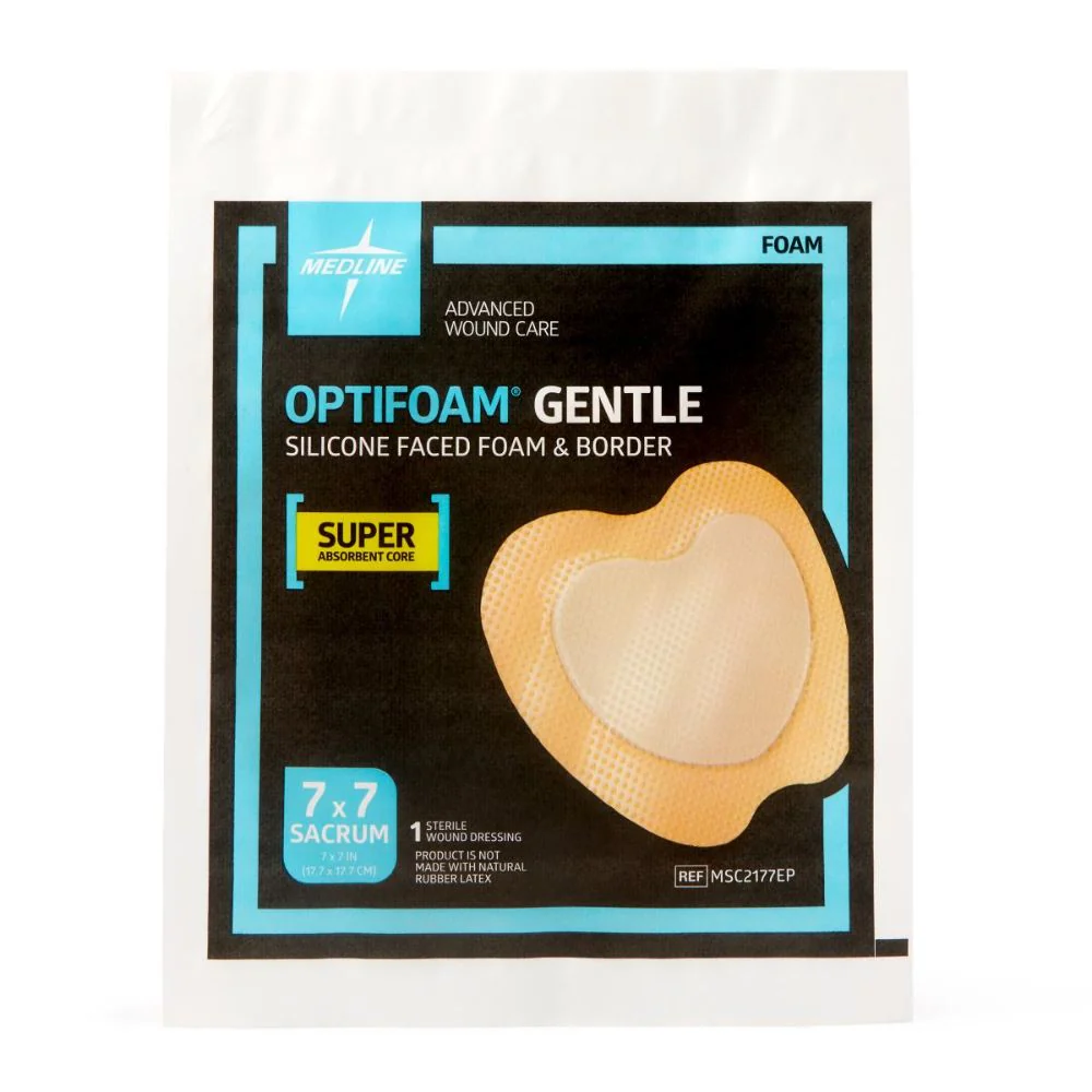 Medline Optifoam Gentle Adhesive Silicone-Faced Foam Sacral Dressing with Border, 7" x 7", Sacrum, Sterile, MSC2177EP - Image 4