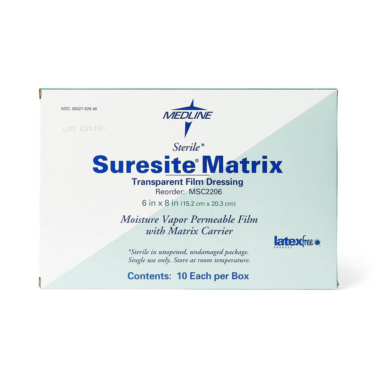 Medline Suresite Transparent Matrix Film Dressing, 6" x 8", Rectangle Shape, Latex-free, Waterproof, Adhesive, MSC2206 - Image 3