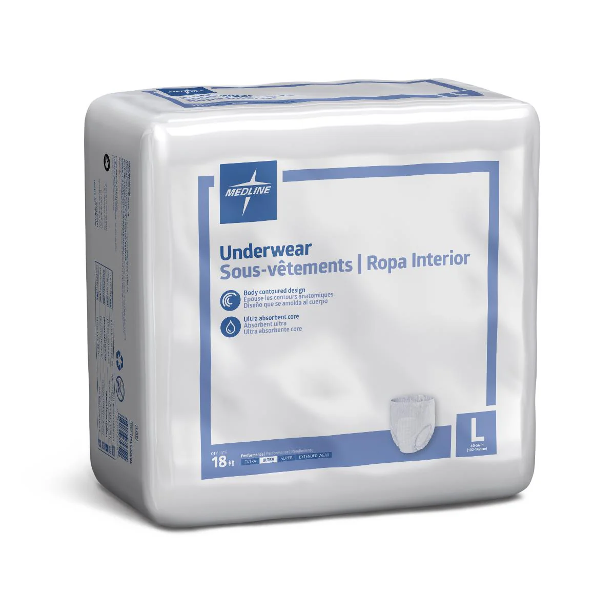 Medline FitRight Ultra Adult Protective Underwear, Unisex Hospital Diapers with Pull-up Design - Image 4