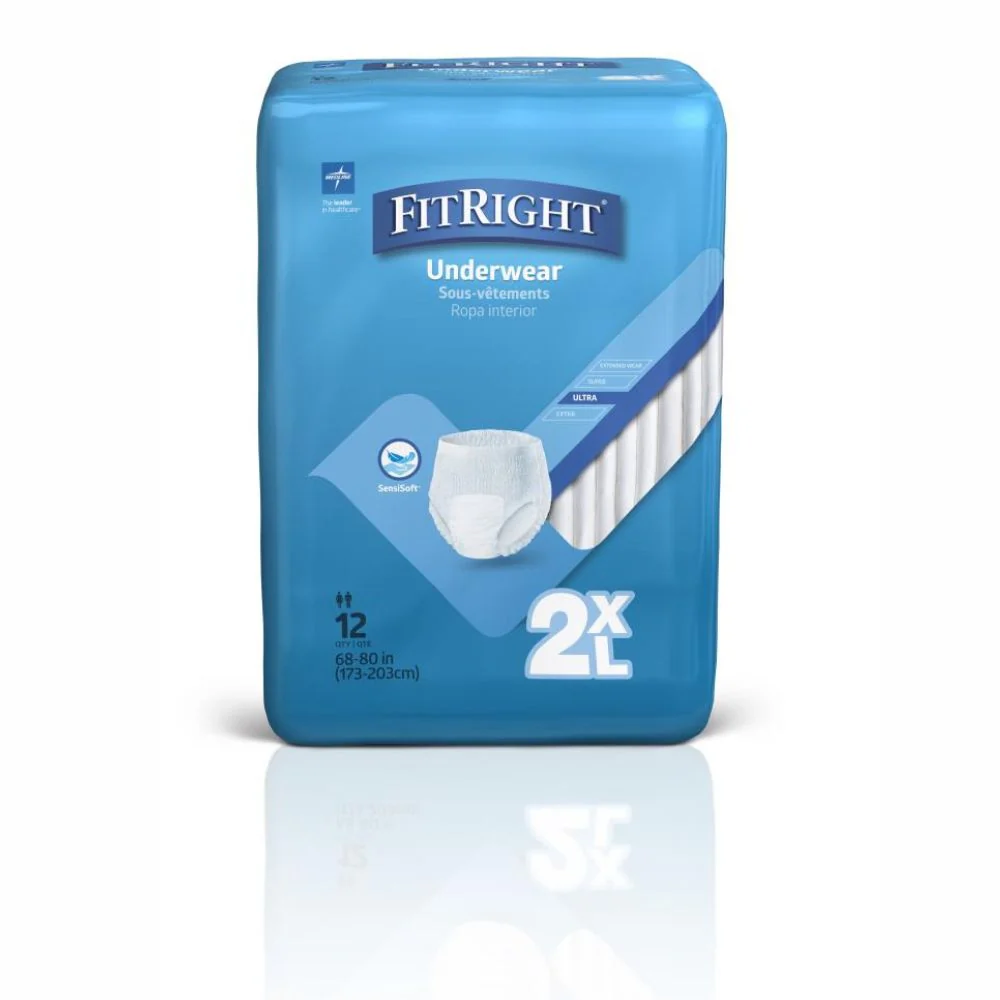 Medline FitRight Ultra Adult Protective Underwear, Unisex Hospital Diapers with Pull-up Design - Image 5