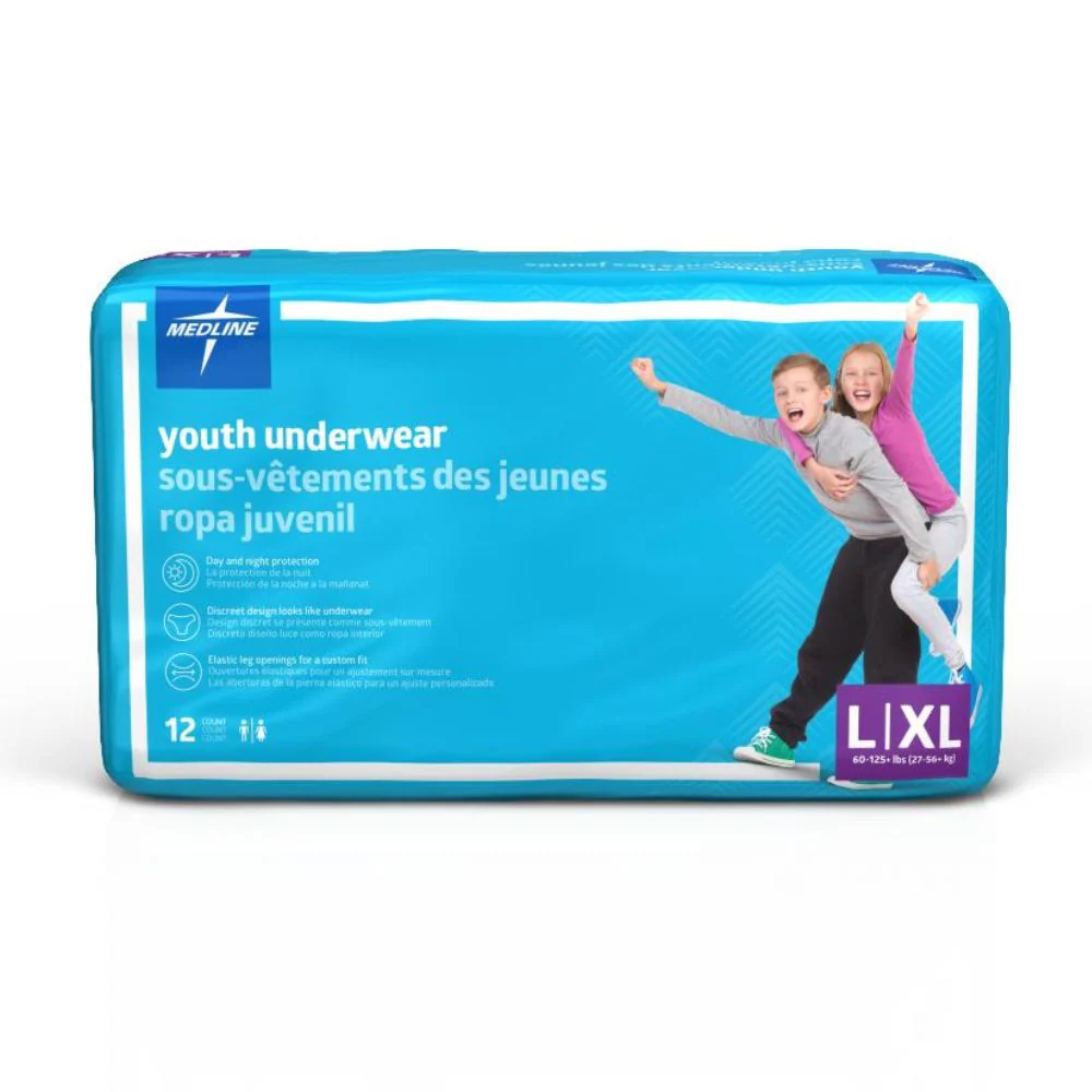 Medline DryTime Disposable Protective Youth Underwear, Size Large/Extra-Large, 20" to 28" Waist, MSC23003 - Image 2