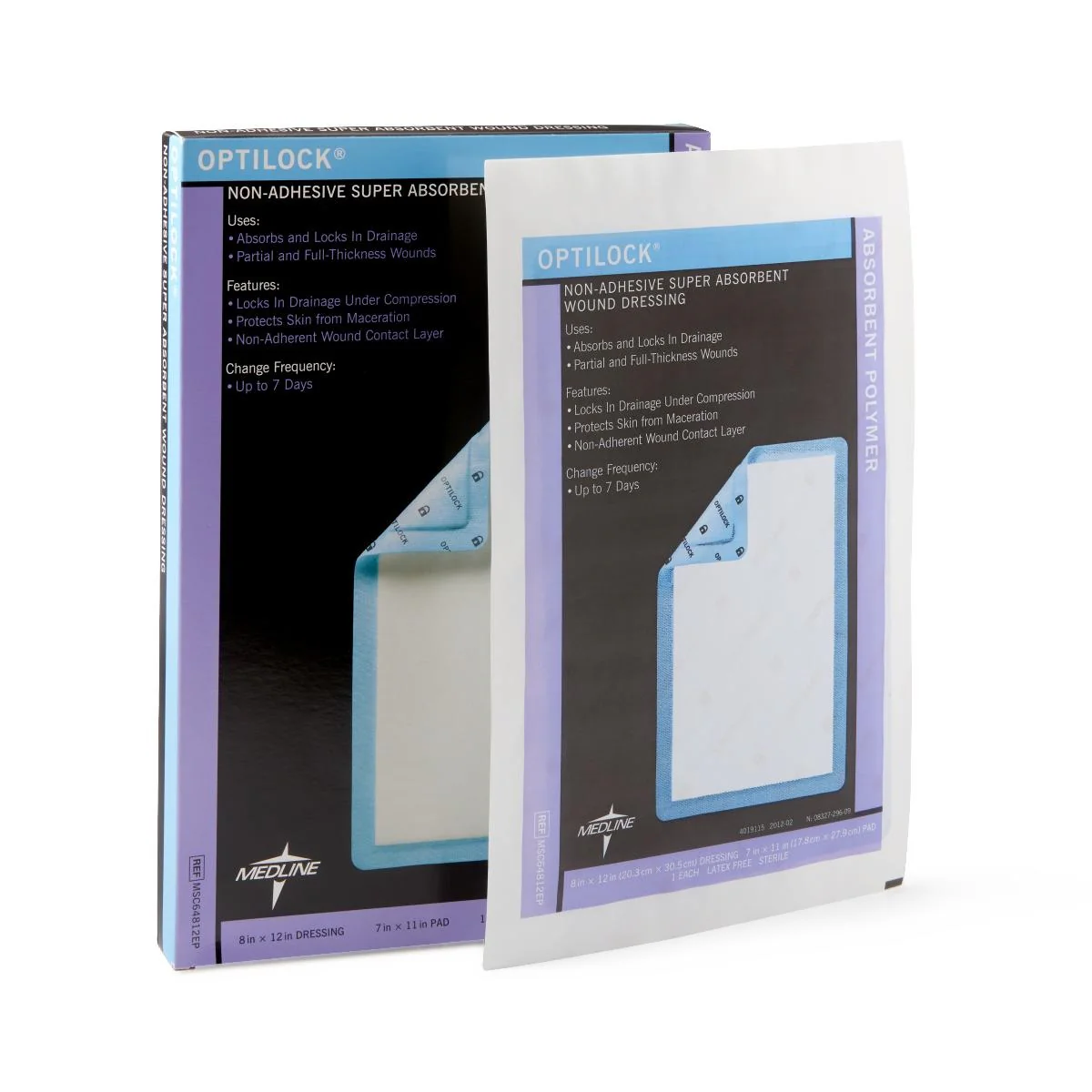 Medline OptiLock Non-Adhesive Super Absorbent Wound Dressing 8" x 12", Sterile, MSC64812EP - Image 3