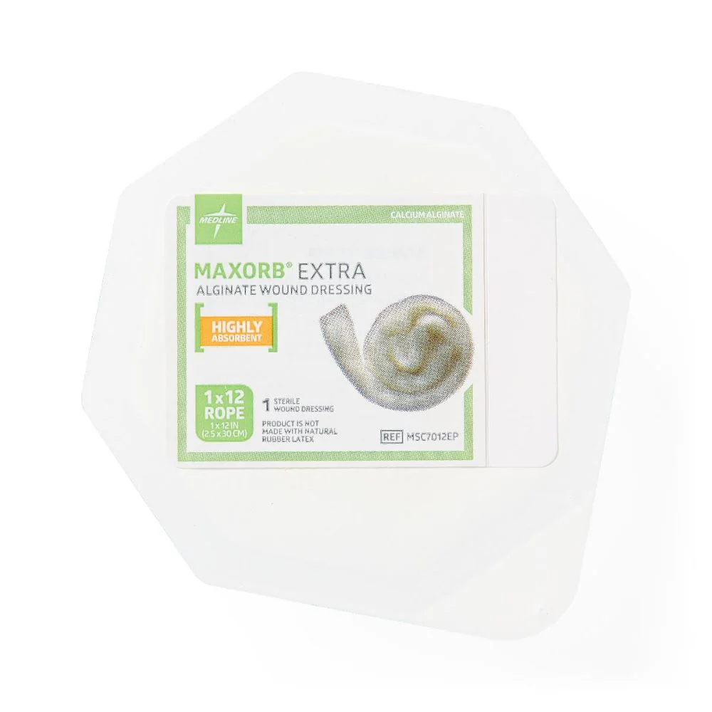 Medline Maxorb Extra Calcium Alginate Dressing, 1 x 12 In., Rope, Highly Absorbent, Sterile, MSC7012EP - Image 3