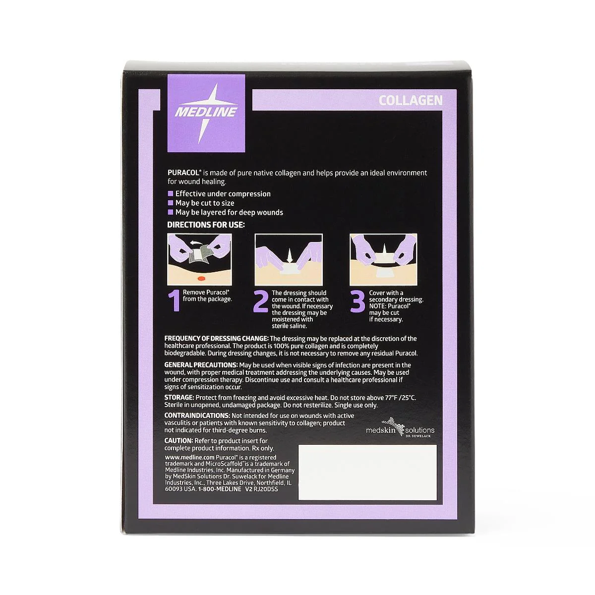 Medline Puracol Microscaffold Collagen Wound Dressing, 2 x 2 In. Sheet, Square Shaped, Sterile, Non-Adhesive, MSC8522 - Image 2