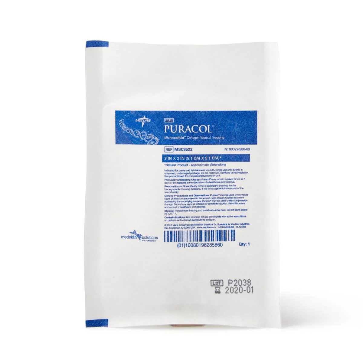 Medline Puracol Microscaffold Collagen Wound Dressing, 2 x 2 In. Sheet, Square Shaped, Sterile, Non-Adhesive, MSC8522 - Image 3