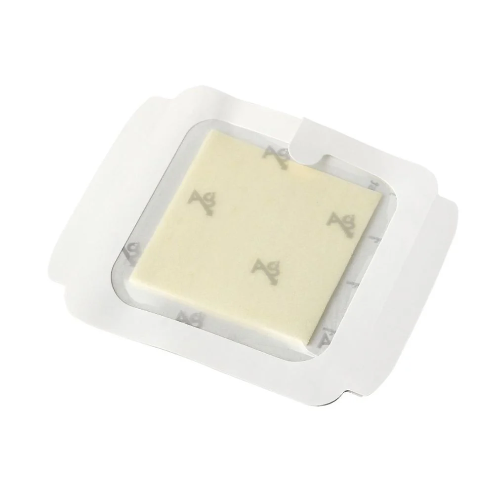 Medline Optifoam Ag+ Adhesive Foam Dressing with Antibacterial Silver 4" L x 4" W Square Shape, Sterile, MSC9604EP - Image 3