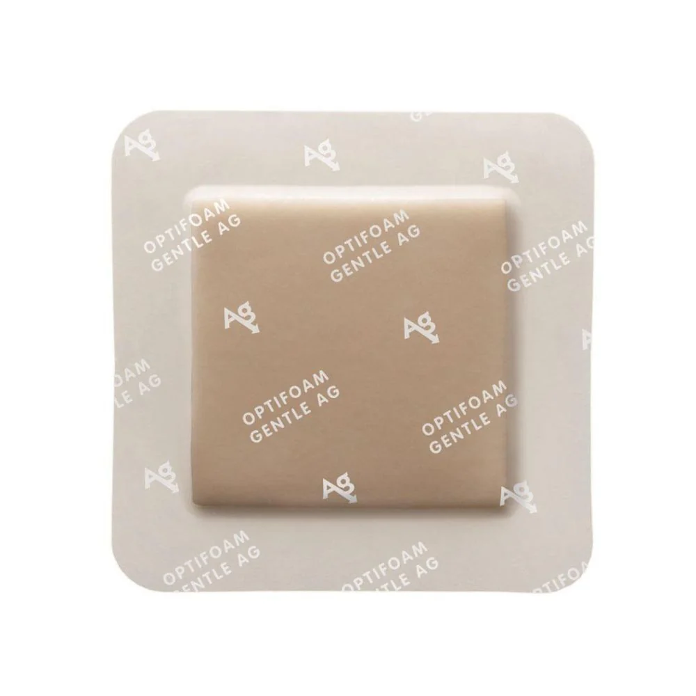 Medline Optifoam Gentle Ag+ Foam Dressing with Silicon Adhesive Border 4" x 4" with 2.5" x 2.5" Dressing Pad, Waterproof, Sterile, MSC9744EP - Image 2