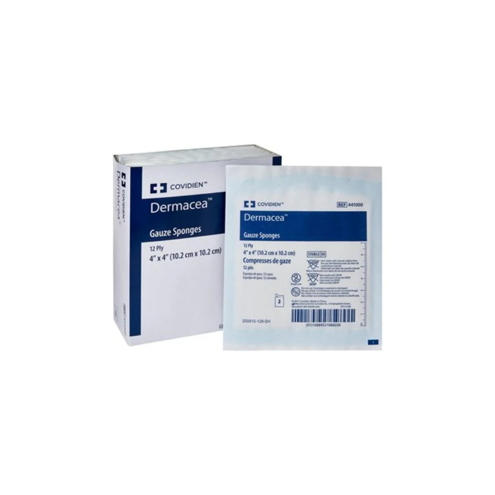 Cardinal Health Dermacea Gauze Sponge 4" x 4", 12-ply, Non-USP VII Gauze, Sterile, 441000