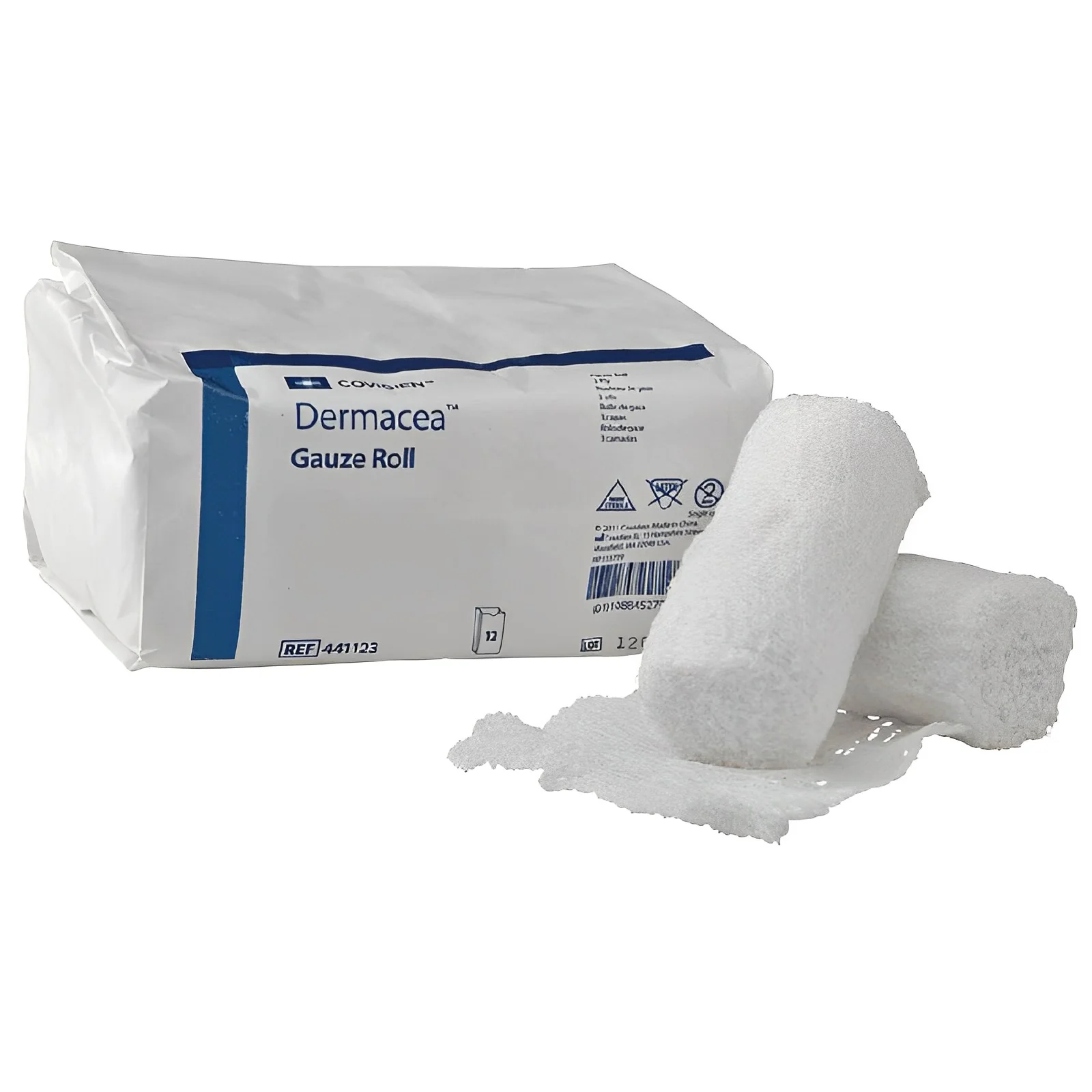 Dermacea Nonsterile Low-Ply Gauze Rolls, Low Ply Bandage, 4" x 4 yds. Bulk, Nonsterile.