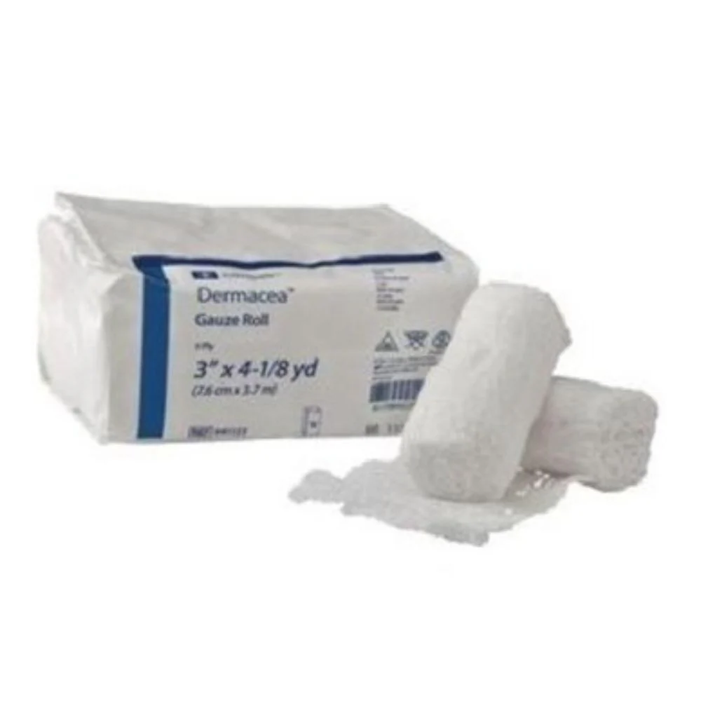 Dermacea Nonsterile Low-Ply Gauze Rolls, Low Ply Bandage, 3" x 4 yds., Bulk, Nonsterile.