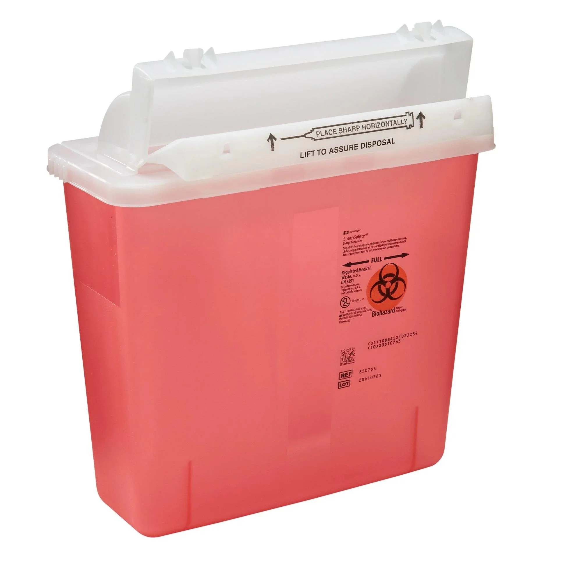 Kendall SharpStar In-Room™ Sharps Container with Counter-Balanced Lid, 5 Quart, Transparent Red - Image 2