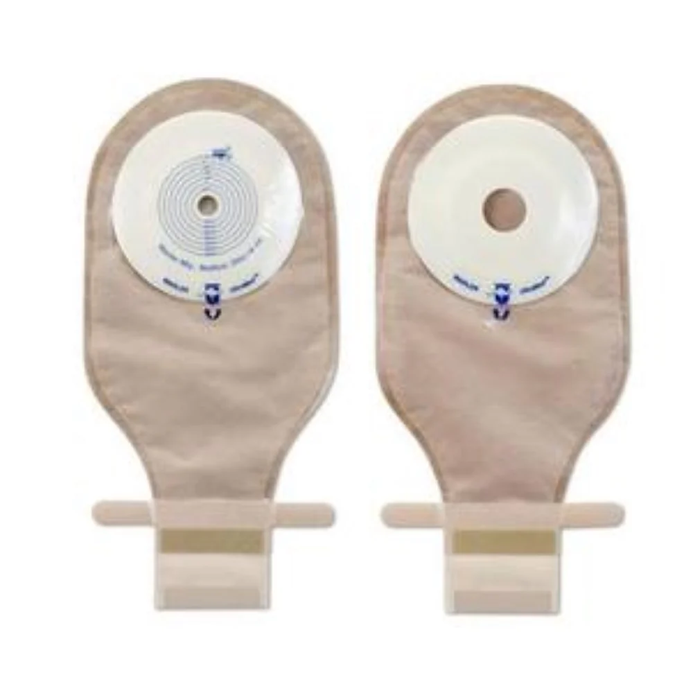 Marlen UltraMax One-piece Pre-cut Drainable Pouch with AquaTack Hydrocolloid Flat Skin Barrier and Kwick-Klose Fastener 1" Opening, 9" L x 5-3/4" W, Transparent, 16Oz, Odor-proof
