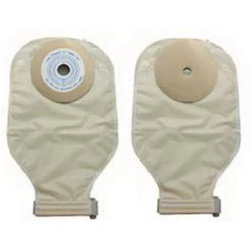 Nu-Flex One-Piece Post-Op Pre-Cut Deep Convex Adult Drainable Pouch with Nu-Comfort Barrier and Closure Clamp 7/8" Opening Round, 11" L x 5-3/4" W, 3-1/2" Adhesive Foam Pad, 24 oz