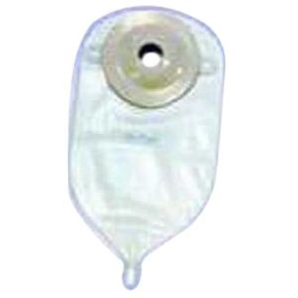 Nu-Hope One-piece Post-op Trim-to-fit Deep Convex Adult Urinary Pouch with Flutter Valve 1/2" x 7/8" Opening Round, 11" L x 5-3/4" W, Clear on Body Side, 24Oz, 4" Adhesive Foam Pad