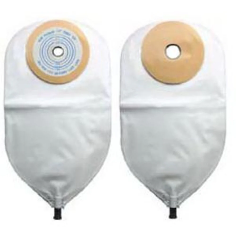Nu-Hope One-piece Post-Op Trim-to-fit Convex Adult Urinary Pouch 1-1/8" x 2" Inside Cutting Area Oval, 3-1/4" x 4-5/8" OD, 11" L x 5-3/4" W, 1/2" Starter Hole, 24Oz, Adhesive Foam Pad, Odor-proof, Clear