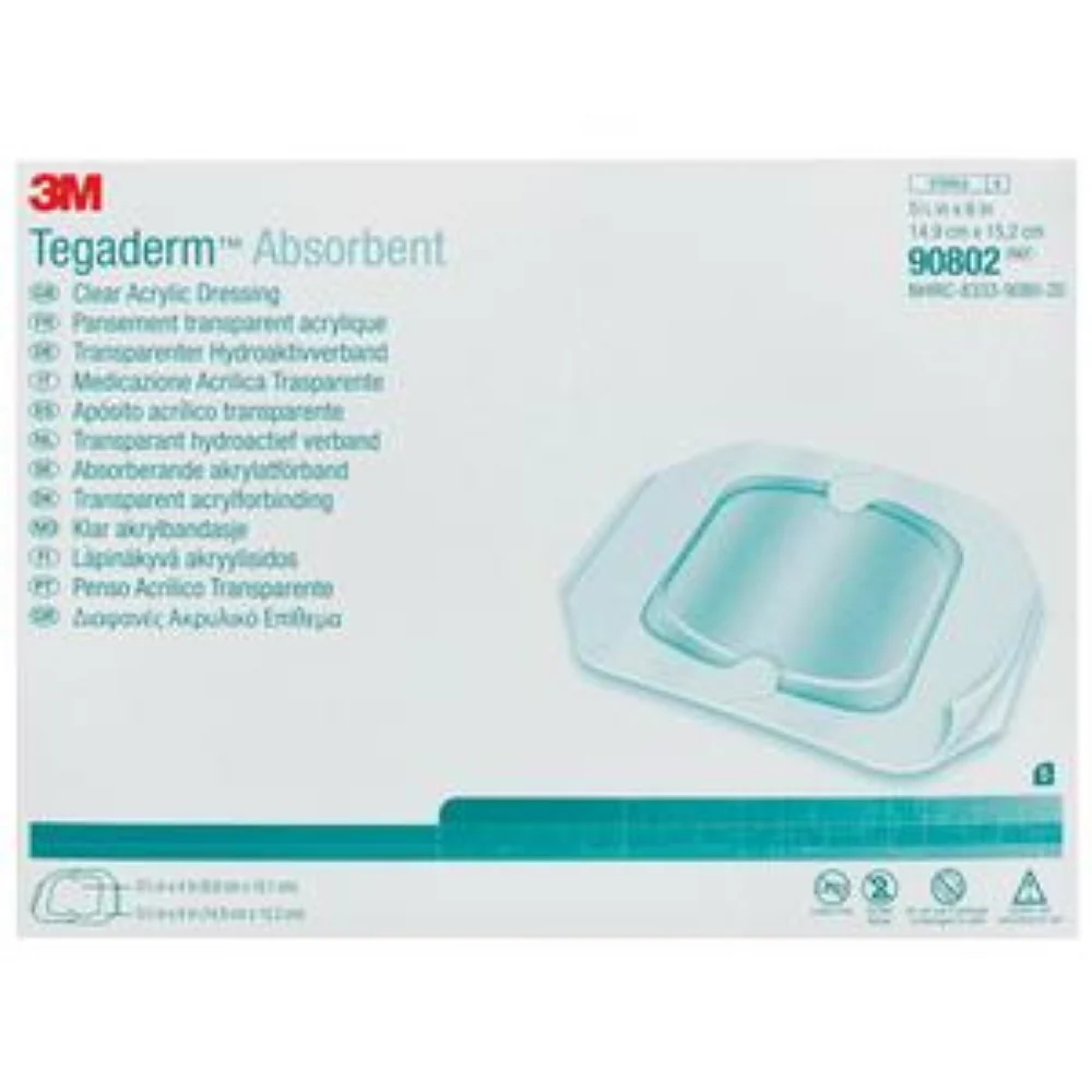3M Tegaderm Clear Absorbent Acrylic Dressing Medium, 4-2/5 x 5 In. Oval, 2-2/5 x 3 In. Pad