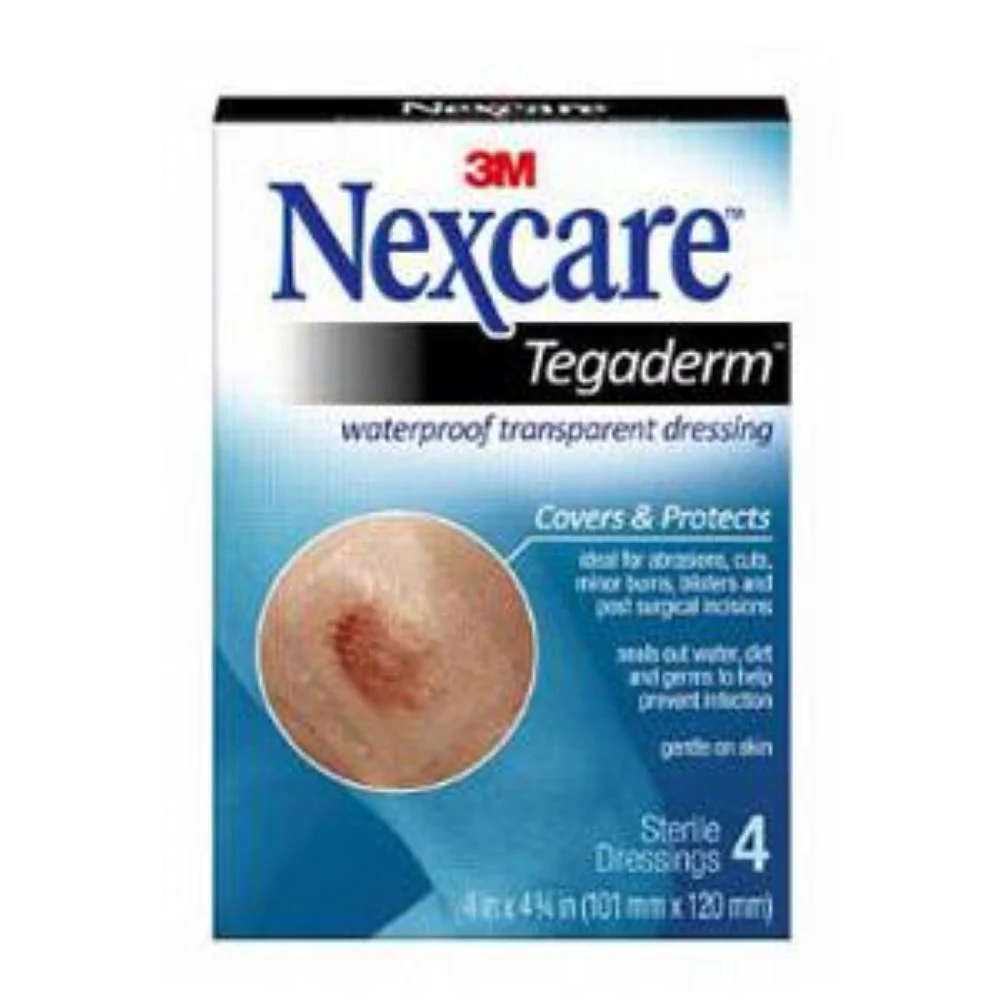 3M Nexcare Tegaderm Transparent Dressing, Latex Free 4" x 4-3/4"