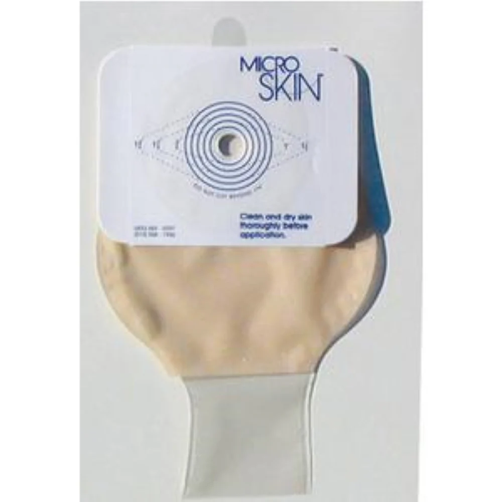 Cymed One-piece Drainable Pouch with Cut-to-fit MicroSkin Adhesive Barrier 1-3/4" Stoma Opening, 9" L, Medium, Clear, Odor-proof Film, Comfort Backing, Latex-free