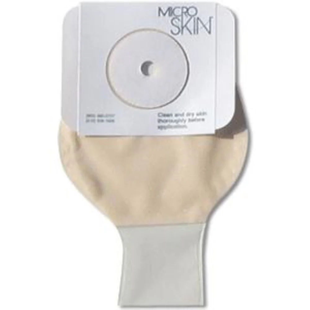 Cymed One-piece Drainable Pouch with Pre-cut MicroSkin Adhesive Barrier and 3mm Thin MicroDerm Washer 1" Stoma Opening, 9" L, Medium, Clear, Odor-proof Film, Comfort Backing, Latex-free