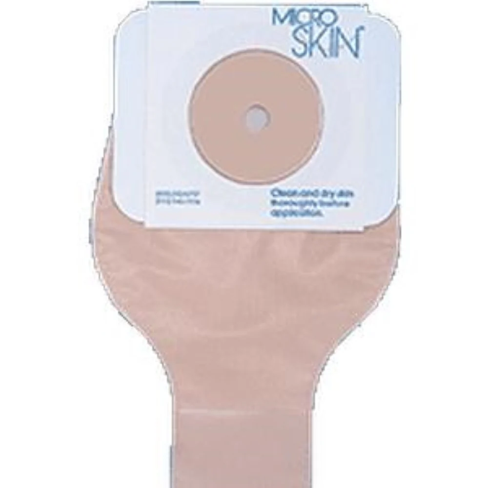 Cymed One-piece Drainable Pouch with Pre-cut MicroSkin Adhesive Barrier and 3mm Thin MicroDerm Washer 1" Stoma Opening, 9" L, Medium, Opaque, Odor-proof Film, Comfort Backing, Latex-free