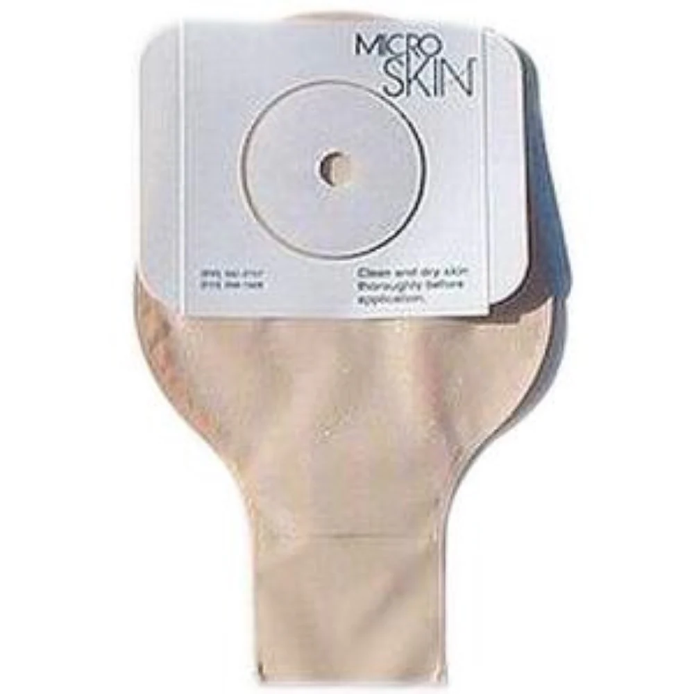 Cymed One-Piece Pre-Cut Ileostomy Drainable Pouch with Microderm Press 'n Seal 1-1/4" Flange, 11" L, Adhesive Barrier