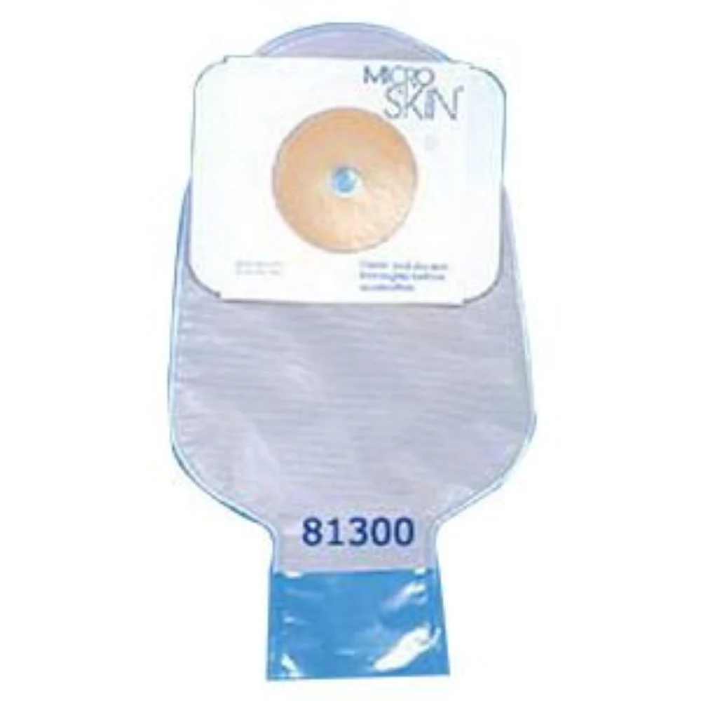 Cymed One-piece Drainable Pouch with Cut-to-fit MicroSkin Adhesive Barrier and MicroDerm Thin Washer 1-1/2" Stoma Opening, 11" L, Clear, Odor-proof Film, Comfort Backing, Latex-free