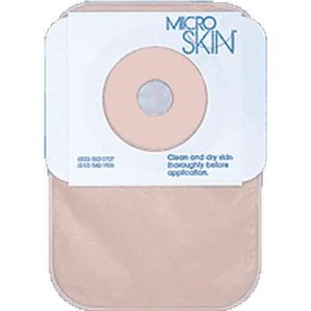 One-piece Colostomy Closed-end Pouch with Microskin Adhesive Plain Barrier and MicroDerm Thin Washer 1-1/4" Stoma Opening