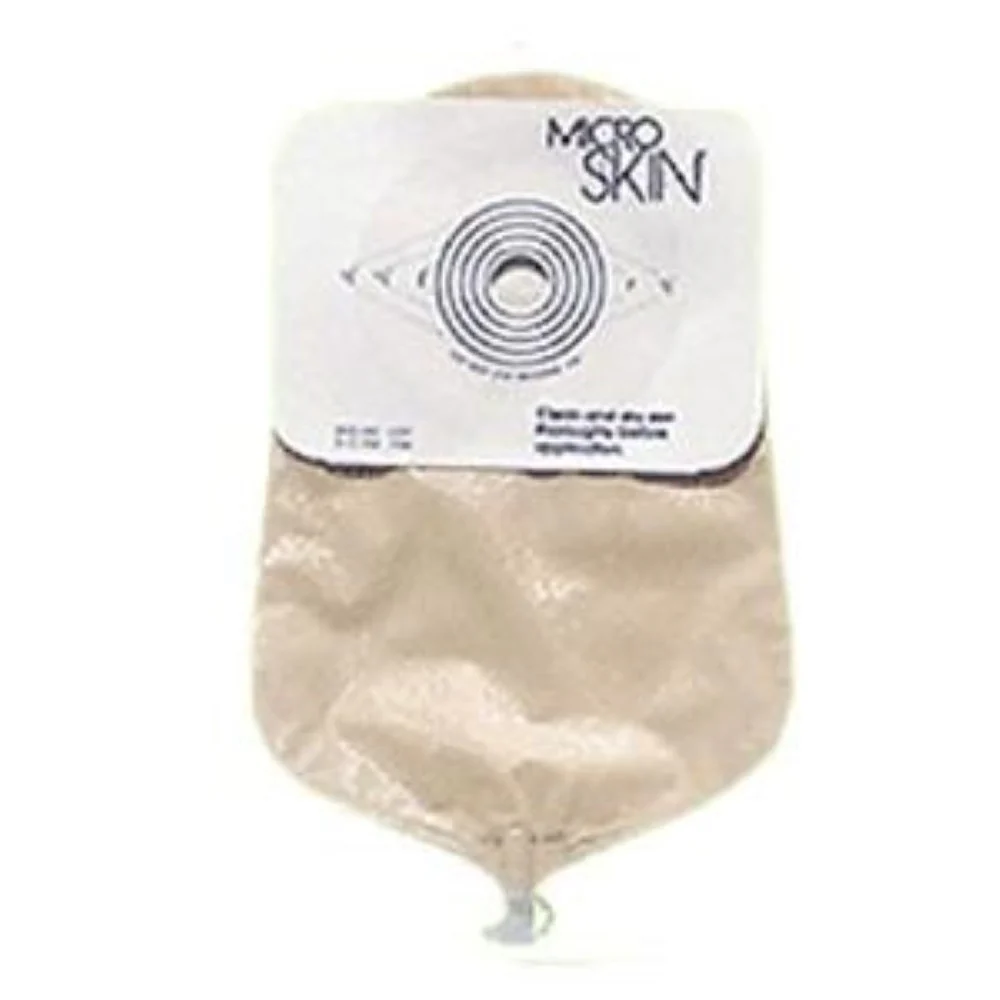 Cymed One-piece Urostomy Pouch with Pre-cut MicroSkin Plain Barrier 1" Stoma Opening, 9" L, Clear, Odor-proof Film, Comfort Backing, Latex-free