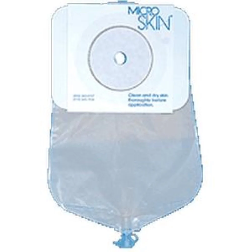 Cymed One-piece Urostomy Pouch with Pre-cut MicroSkin Barrier and 3mm Thin MicroDerm Washer 1" Stoma Opening, 9" L, Clear, Odor-proof Film, Comfort Backing, Latex-free