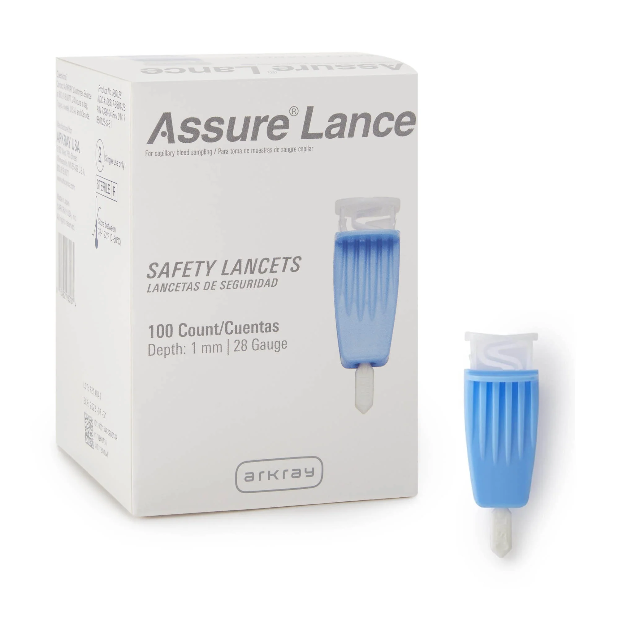 Arkray USA Assure Lance Safety Lancets, 25/28/30G, Push Button Activation, Low Flow - Image 4