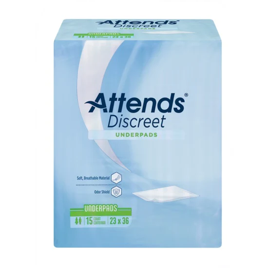 Attends Discreet Disposable Moderate Absorbency Underpads, 23" x 36"