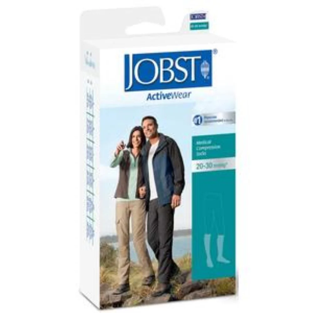 BSN Jobst Unisex ActiveWear Knee-High Firm Compression Socks, Closed Toe, Small, Cool White