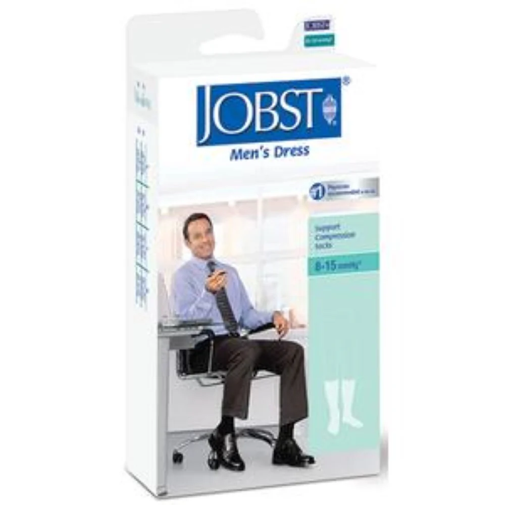 BSN Jobst Men's Dress SupportWear Knee-High Mild Compression Socks, Closed Toe, Medium, Black