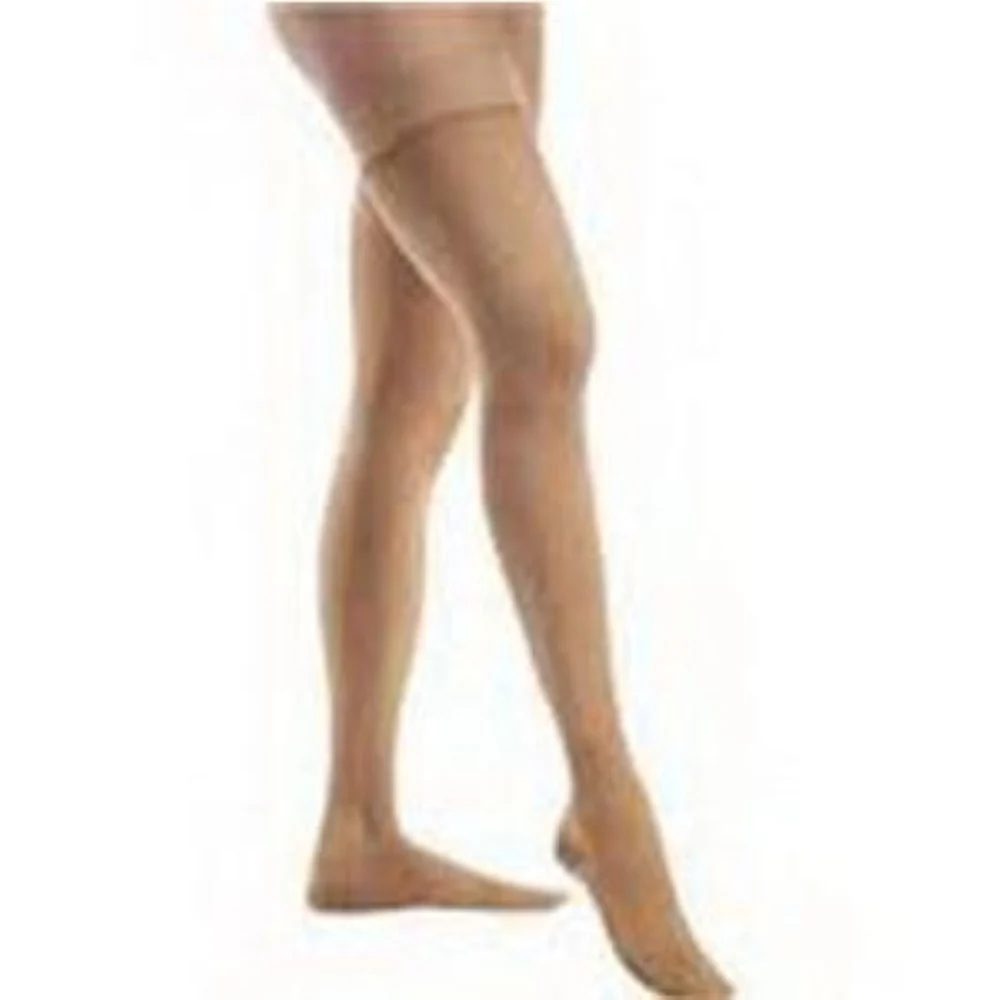 BSN Jobst Unisex Relief Thigh-High Extra Firm Compression Stockings, Closed Toe, Silicone Dot Band, Large, Black