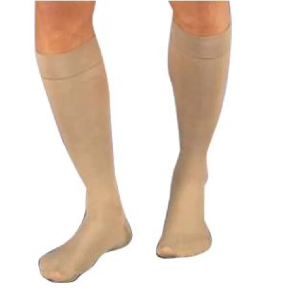 BSN Jobst Unisex Relief Knee-High Firm Compression Stockings, Closed Toe, Large Full Calf, Beige