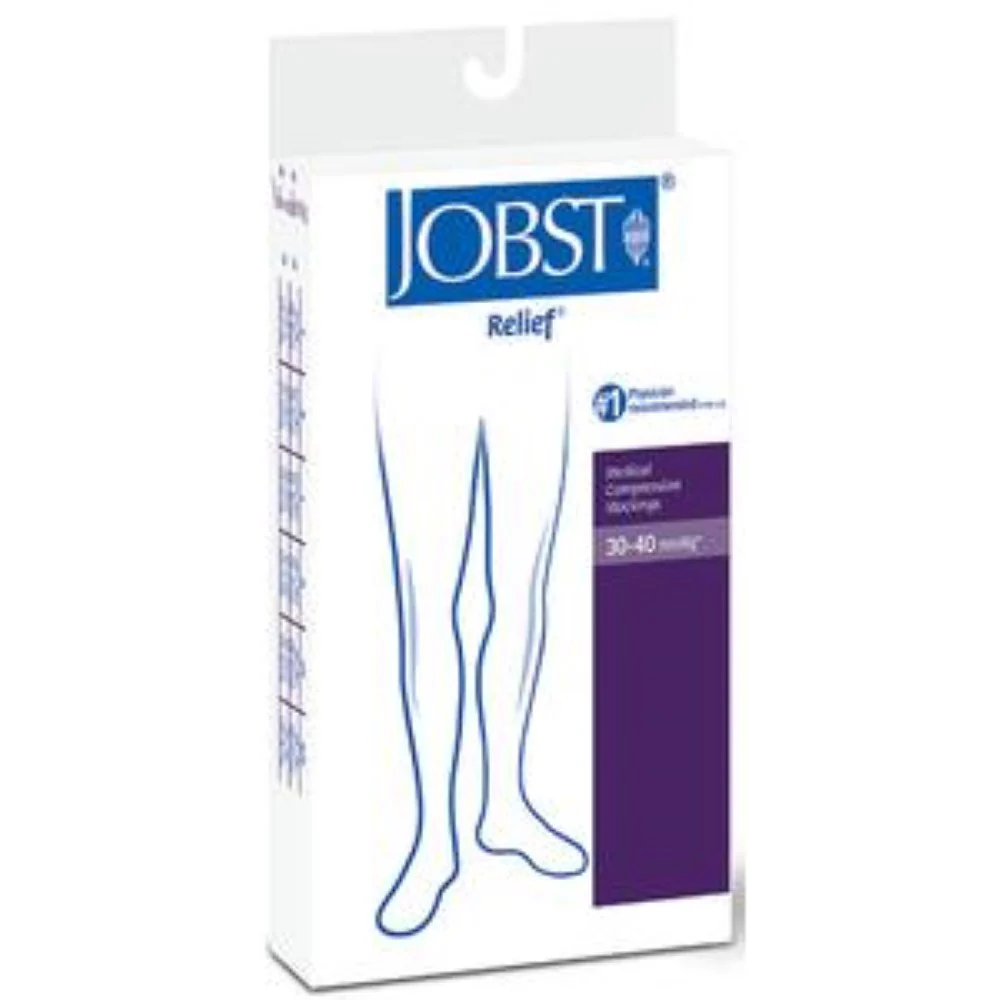 BSN Jobst Unisex Relief Knee-High Extra Firm Compression Stockings, Closed Toe, Medium, Black