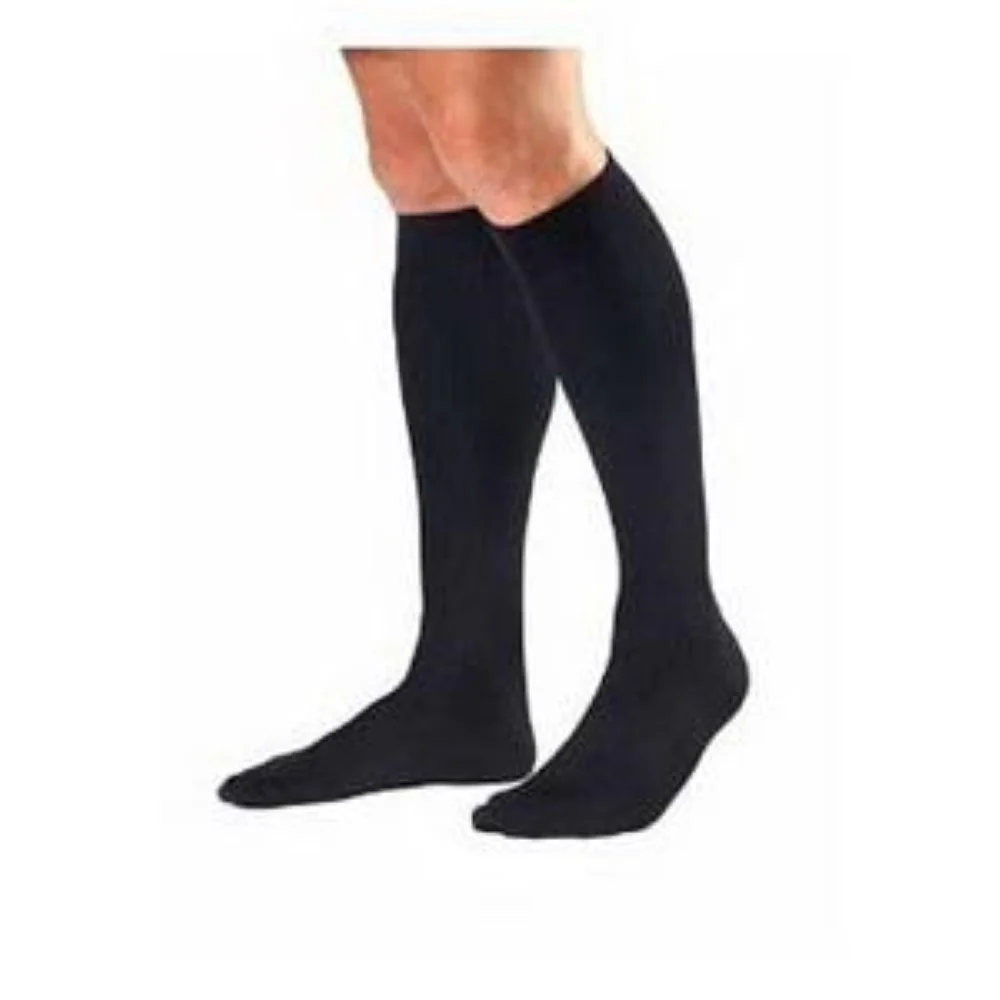BSN Jobst For Men Knee-High Ribbed Extra Firm Compression Socks, Closed Toe, Medium, Black