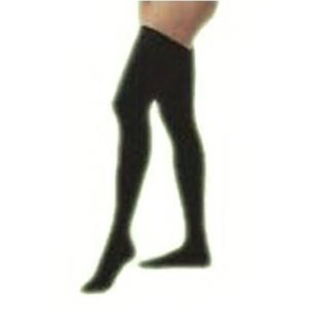 BSN Jobst Women's Opaque Thigh-High Firm Compression Stockings with Silicone Dot Band, Closed Toe, Medium, Classic Black