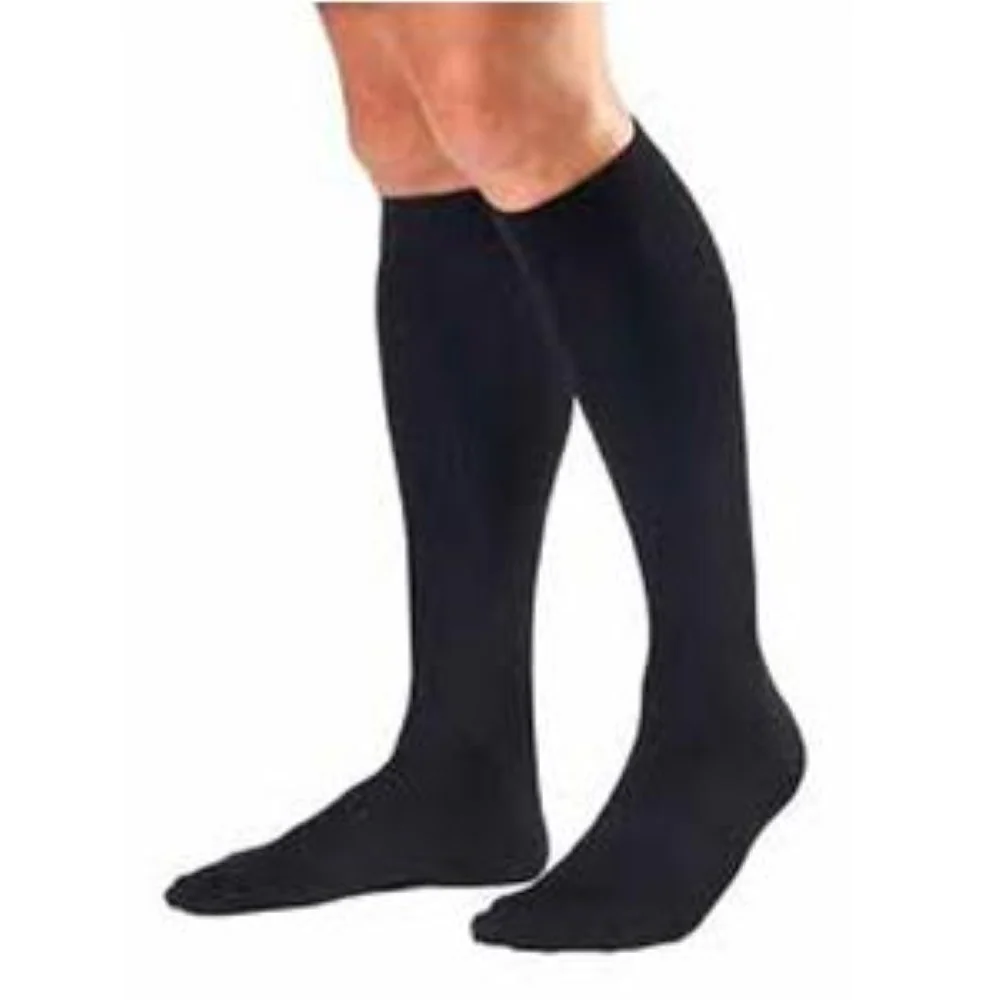 BSN Jobst For Men Knee-High Ribbed Compression Socks, Closed Toe, Large Tall, Black
